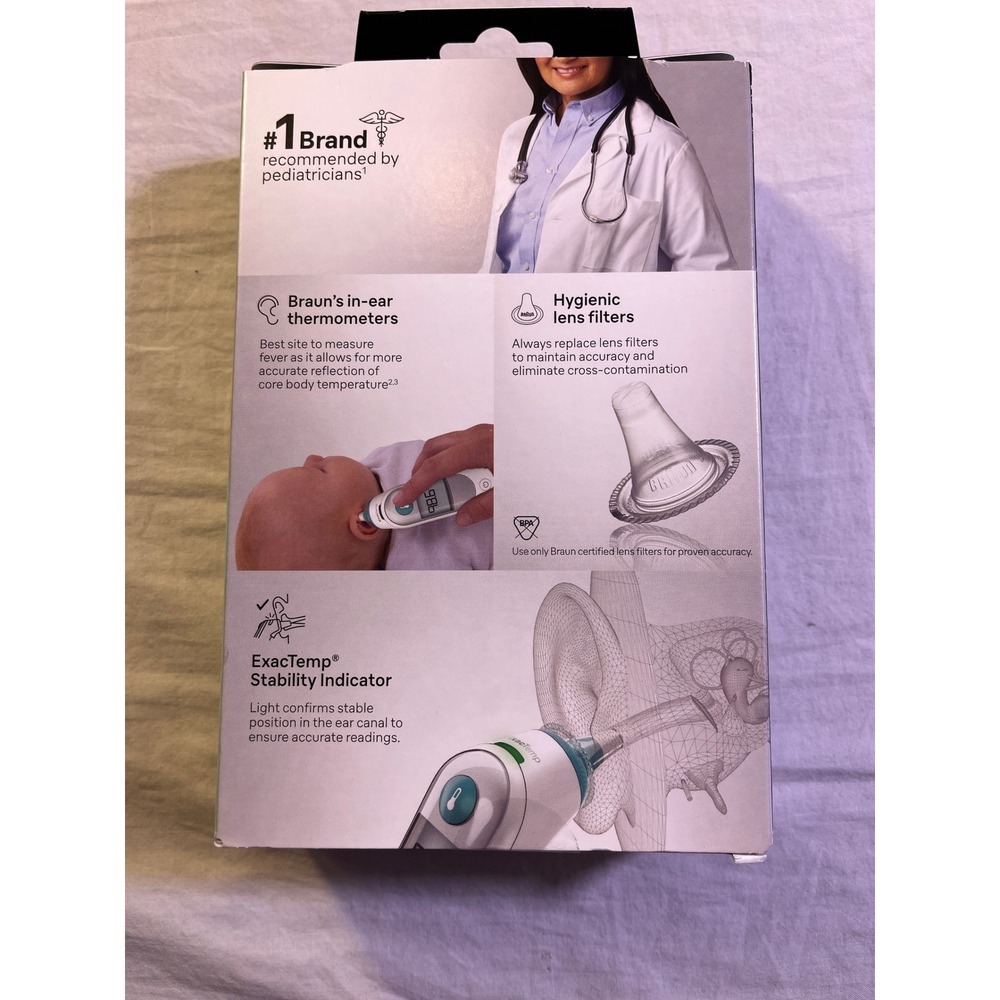 Braun ThermoScan 5 Ear Thermometer Unisex OS White NEW IRT6500 ExacTemp - Picture 2 of 7